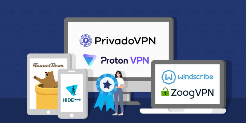 Best Free VPN Featured Image showing logos of the top free vpns