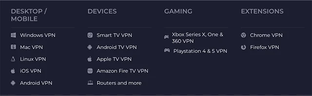 Screenshot of CyberGhost, supported platforms
